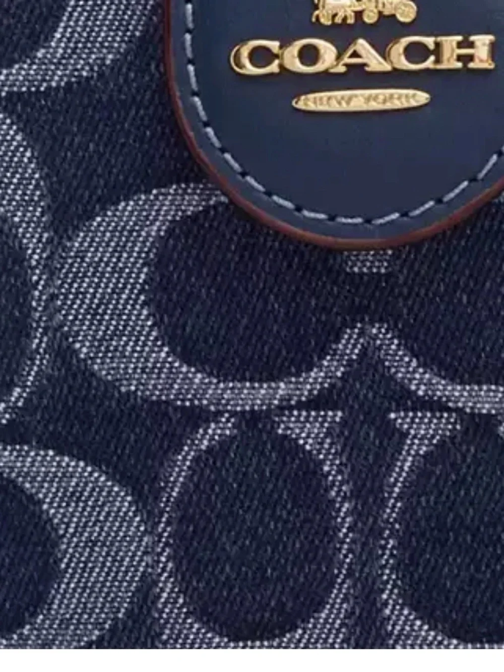 Coach Navy Signature Jacquard Snap Wallet with Gold Logo